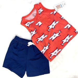 NWT Just for you 2 piece shark set for baby boys